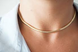 Rounded Herringbone Choker Necklace Herringbone Chain Layering Choker Necklace 18k Snake Chai Layered Choker Necklace Gold Herringbone Chain Layered Chokers