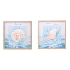 Giacinto, fiori di lupino, ipomea azzurra e plumbago fiori azzurri: Set Di 2 Quadretti Con Cornice E Disegno Conchiglie 40x40cm Colori E Luci 39167 Idea Luce Di Filippi Carru Cuneo