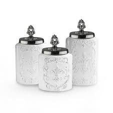 Black And White Canister Set Of 3 Pin By Renee Hitchcock On A Bathroom Accessories Decor More Pics L8r In 2020 Ceramic Canister Set Stoneware Canister Set Kitchen Canister Sets