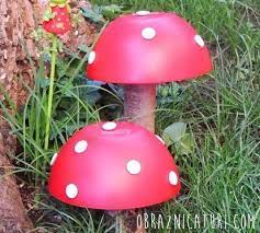 Make Adorable Garden Mushrooms From Plastic Bowls Garden Mushrooms Stuffed Mushrooms Yard Decor