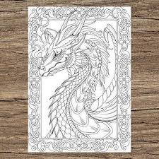 Grab your colored pencils and markers. Gorgeous Dragon Printable Adult Coloring Page From Favoreads Etsy