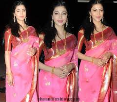 This long hairstyle is ideal for girls with a round face shape long textured layers for a chubby face are very flattering! Designer Pink Chanderi Silk Saree She And Fashion Indian Hairstyles Saree Hairstyles Hair Down Styles