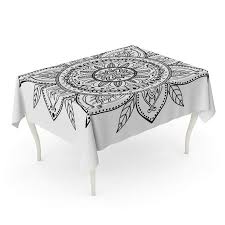Black tablecloths on boho wedding tables. Poglip Boho Coloring Page Beautiful Mandala Henna Bohemian Tattoo Ethnic Round Tablecloth Table Desk Cover Home Party Decor 60x84 Inch Walmart Canada
