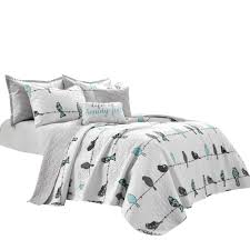 A speckled orange reverse adds a fresh pop of color. Lush Decor Rowley Birds Animal Print Polyester Reversible Quilt Full Queen Multi 7 Pc Set Walmart Com Walmart Com