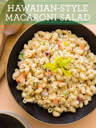 Macaroni, mayo, onions, and carrots, and green onions. Hawaiian Style Macaroni Salad Recipe Spoon Fork Bacon