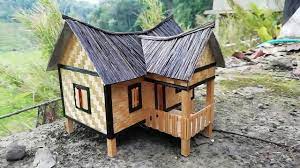 Cara membuat rumah dari kayu dan bambu. Miniatur Rumah Dari Bambu Dan Ijuk Asli Youtube