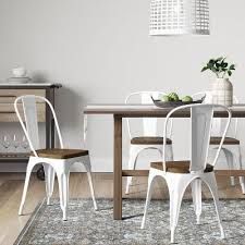 Set Of 2 Carlisle High Back Wood Seat Dining Chair Matte White Threshold Metal Dining Chairs High Back Dining Chairs Dining Chairs