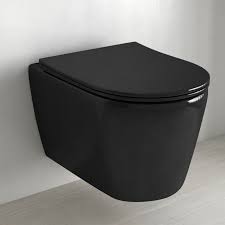 Le wc lavant geberit aquaclean nettoie votre intimité à l'aide d'une douchette agréablement tempérée. Wc Suspendu Noir En Ceramique Abattant Slim Olen