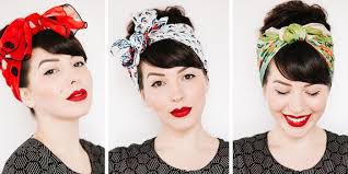 50er jahre frisur mit anleitung … ▷ 1001+. Bandana Binden Coole Frisuren Fur Den Alltag Rockabilly Frisuren Mit Bandana Roter Lippenstift Und Schwarzer Ey Rockabilly Frisur Haarband Frisur Retro Haar