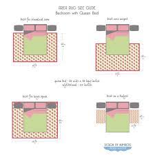 If the size isn't substantial it will completely throw off the flow and feel of the room. Area Rug Size Guide Queen Bed Bedroom Rug Placement Bedroom Rug Size Area Rug Sizes