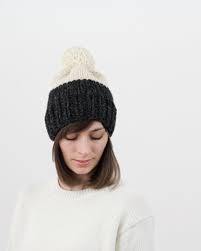 Knitting Pattern Easy Two Tone Hat Pattern Chunky Pom Pom Hat By Forefolk Knitting Accessories Knitted Hats Cable Knit Hat Pattern