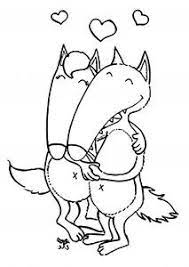 loups amoureux coloriage loup amour de carte tour magie