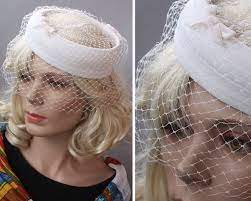 Vintage 50s 60s White Organdy Ringlet Summer Wedding Veil Hat Etsy Veiled Hats Wedding Veil Hat Ringlet