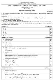 Raport de evaluare evaluare model. Subiecte Matematica Evaluare Nationala 2014 Pentru Olimpici