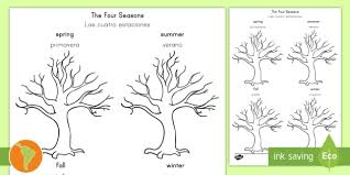 Choose your favorite four seasons drawings from 107 available designs. Four Seasons Tree Drawing Template English Spanish Four Seasons Tree