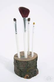 wood log makeup brush holder cute diy