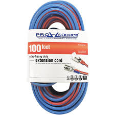 An extension cord (us), power extender, drop cord, or extension lead (uk) is a length of flexible electrical power cable (flex) with a plug on one end and one or more sockets on the other end (usually of the same type as the plug). Pro Source 100 12 3 Gauge Conductors Blue Red Outdoor Extension Cord 43402395 Msc Industrial Supply