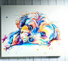 Shaunna Russell Watercolorist On Instagram A 16x20 Puddle Of Puppy On Clayboard Waiting To Be Dog Pop Art Colorful Animal Paintings Colorful Dog Paintings