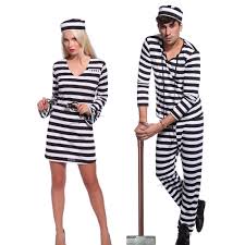 Black And White Halloween Costume Women Men Women S Convict Jail Prisoner Costume Black White Striped Fancy Dress W Hat Prisoner Costume Costumes Fancy Dress