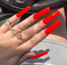 Pin By Cinthia Templin On Claws Long Red Nails Long Square Acrylic Nails Long Acrylic Nails