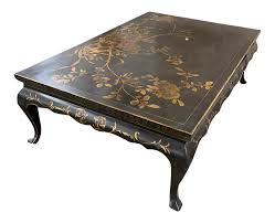 Some of the hand painted detail has worn and there are a few chips. English Chinoiserie Black Coffee Table Chairish