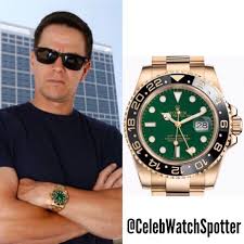 Actor Mark Wahlberg Spotted Wearing A Rolex Gmt Master Ii 2 Ceramic Gold With A Green Dial Reference 116718 Rolex Gmt Master Ii Rolex Gmt Rolex Gmt Master