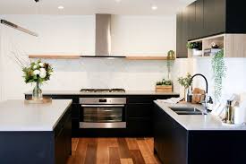 Black And White Kitchen Matt Matte Black And Timber Accent Kitchen Style Curator White Wood Kitchens Contemporary Kitchen White Kitchen Decor