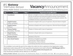 Ideas of job application letter sample in nepali language bunch. Nepali Teacher Job Vacancy In Nepal Galaxy Public Schhol Dec 2017 Merojob