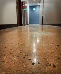 Polished Concrete Is A Very Versatile Flooring System A Close Up Shot Of The Floors At Loveland Community Yoga Sh Stained Concrete Concrete Coatings Concrete