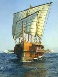Greek Ships Had Sails And Were Pushed Along By The Wind Small Trading Ships Usually Stayed Close To The Shore So Th Old Sailing Ships Sailing Sailing Vessel
