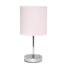 Simple Designs 11 In 1 Light Blush Pink Chrome Mini Basic Table Lamp With Fabric Shade In 2020 Fabric Shades Table Lamp Lamp