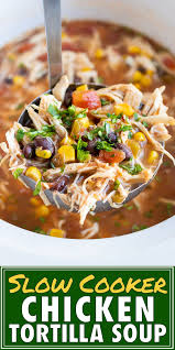 Easy Slow Cooker Chicken Tortilla Soup Evolving Table Recipe Healthy Crockpot Soup Soup Recipes Healthy Crockpot Slow Cooker Chicken Tortilla Soup