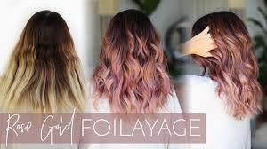 Rose gold hair color on brunettes + highlights. Rose Gold Balayage How To Cover Gray While Also Doing A Foilayage Easy Technique Youtube