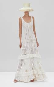 Crochet lace mini skirt beach skirt yellow pareo cotton | etsy. Alexis Women S Lucaya Fringed Floral Appliqued Crochet Knit Maxi Dress In Ivory Modesens