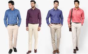 Men S Guide To Perfect Pant Shirt Combination Looksgud In Pants Outfit Men Purple Shirt Outfits Cream Pants Outfit
