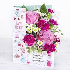 What a lovely way to send your best birthday wishes! Happy Birthday Flowers In A Personalised Card Flowercard Sending Floral Hugs