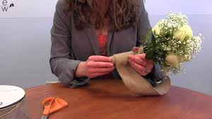 Check out how to wrap your bouquet handle with ribbon. Diy Bouquet Wrap With 2 5 Burlap Ribbon Youtube