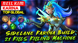 3 username:karina_garcia345 cute outfit idea #2 look in my inventory for this outfit <3. Sidelane Karina Build 21 Kills Killing Machine Top Global Karina N E I L K I M Mobile Legends Youtube