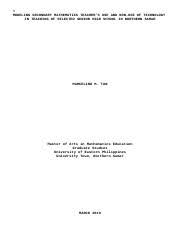 Dissertations (examples) — dissertation research in education the dissertations. Mathematics Thesis N Modeling Secondary Mathematics Teacher U2019s Use And Non Use Of Technology In Teaching Of Selected Senior High School In Course Hero