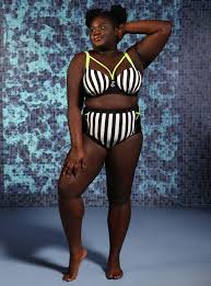 Beetlejuice Stripe High-Waisted Swim Bottoms Plus Size | Hot Topic