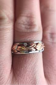 Gold Leaf Ring Diamond Floral Wedding Band Spinner Rings Women Filigree Rose Gold Ring Gold Leaf Rings Gold Wedding Bands Women Women Rings