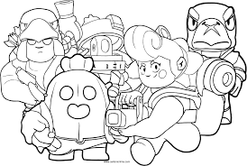 Kleurplaten van de computergame brawl stars. Brawl Stars Characters Coloring Page