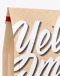 Download Kraft Paper Coffee Bag Mockup In Bag Sack Mockups On Yellow Images Object Mockups