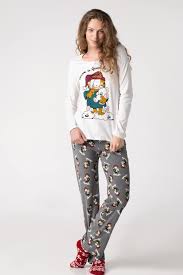 Gri Kadin Garfield Baskili Pijama Takimi 385001 Ev Kiyafetleri Pijama Moda Stilleri