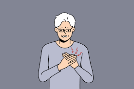 insalubre maduro abuelo sufrir desde corazón problemas. indispuesto enfermo  antiguo hombre toque cofre dificil con cardíaco arrestar. mayor cuidado de  la salud. vector ilustración. 20376321 Vector en Vecteezy