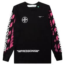 Black And Pink T Shirt Mens Off White Impressionism Diag Stencil Sweatshirt Black Pink White Off White Cloth