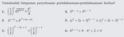 Berikut ini akan kami berikan beberapa contoh soal sekaligus pembahasannya mengenai persamaan dan pertidaksamaan linier. Pertidaksamaan Eksponen Contoh Soal Eksponen Niatku Com