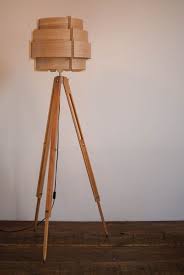 Tripod Floor Lamp Tripod Retro 60 70s Design Veneer Wood