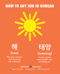 태양, meaning sun in korean) or sol (when performing in . How To Say Sun In Korean Learn Korean With Fun Colorful Infographics