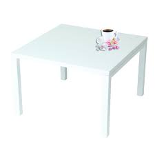 Table basse rectangulaire laquée blanche pieds en acier. Table Basse Eco Carree Plateau Stratifie 4 Pieds Metal